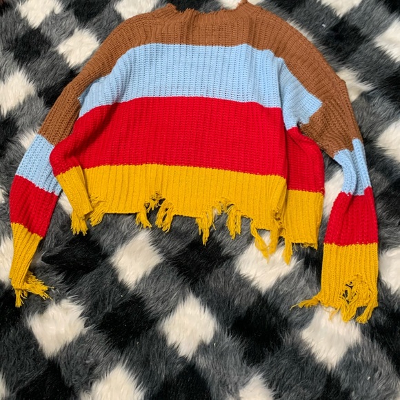 Love Mixed Color Sweater with Asymmetrical Ends - Picture 2 of 8